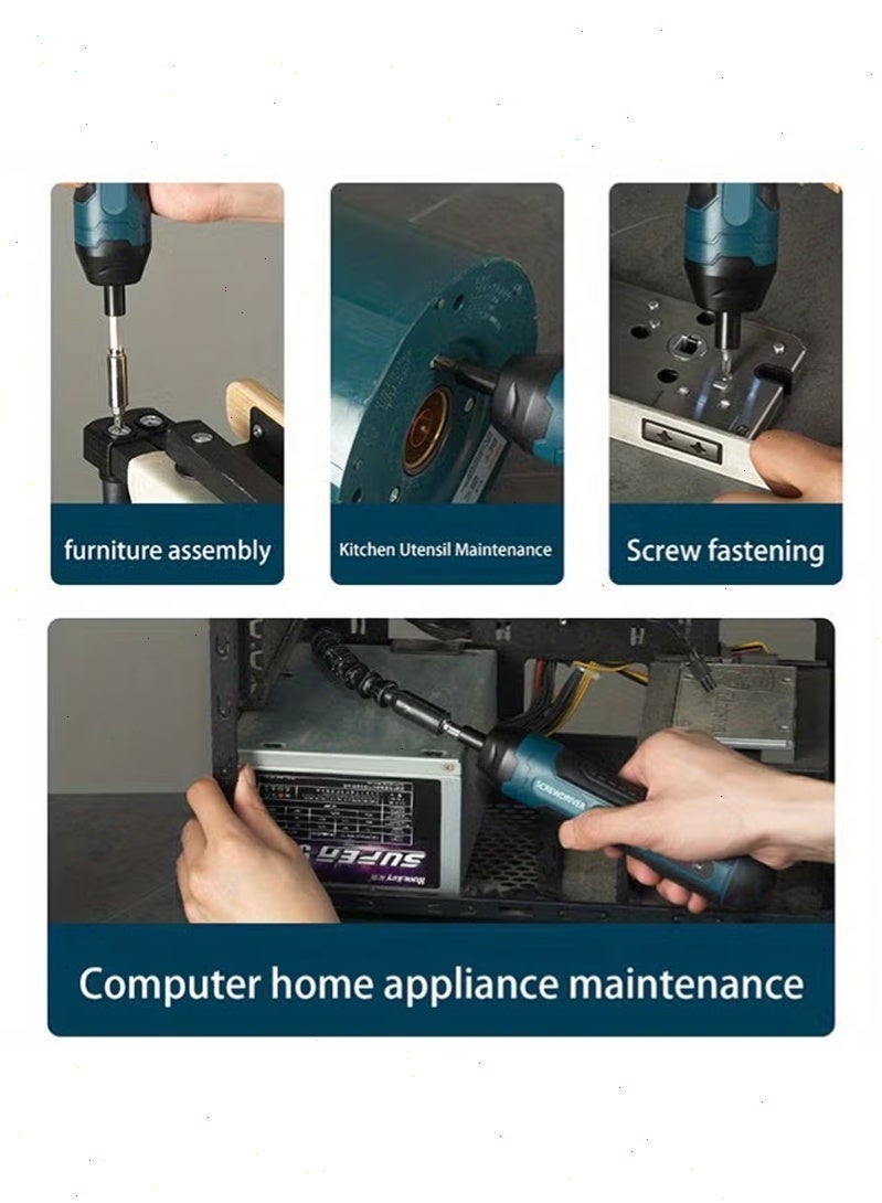 Cordless Electric Screwdriver 105 PCS Set, USB Rechargeable Portable Power Tool with Adjustable Torque for DIY Home Repair - Image 2
